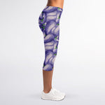Watercolor Eggplant Print Women's Capri Leggings