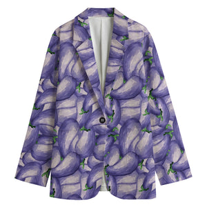 Watercolor Eggplant Print Women's Cotton Blazer