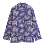 Watercolor Eggplant Print Women's Cotton Blazer