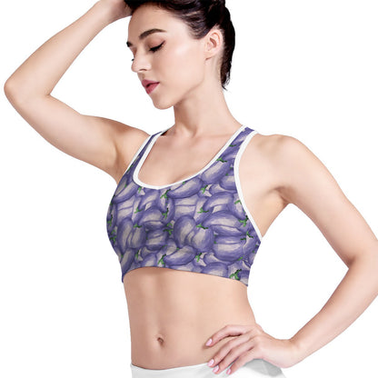 Watercolor Eggplant Print Women's Sports Bra