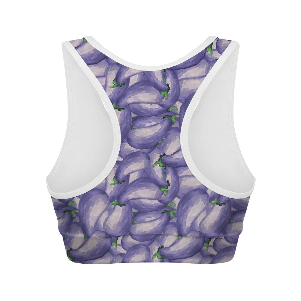 Watercolor Eggplant Print Women's Sports Bra