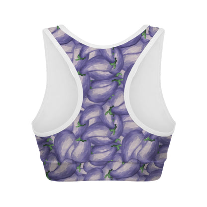 Watercolor Eggplant Print Women's Sports Bra