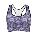 Watercolor Eggplant Print Women's Sports Bra