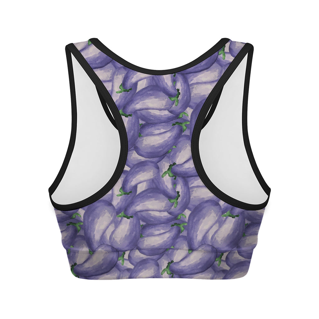 Watercolor Eggplant Print Women's Sports Bra