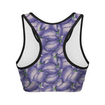 Watercolor Eggplant Print Women's Sports Bra