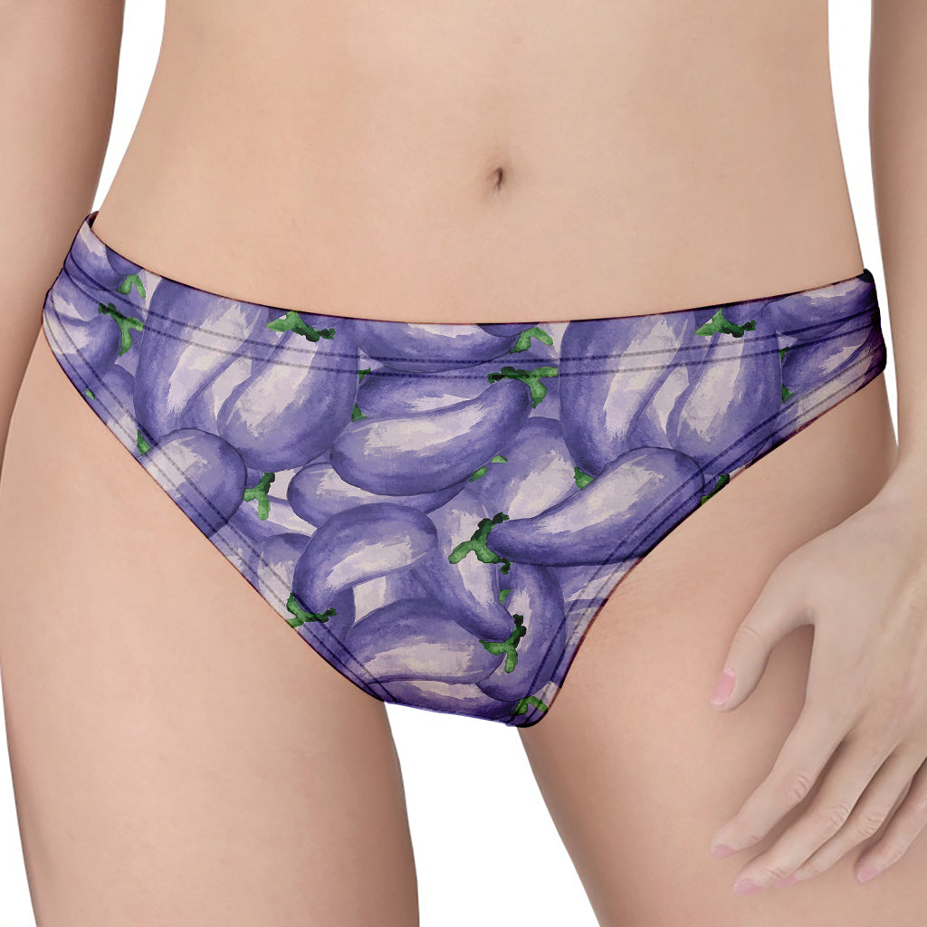 Watercolor Eggplant Print Women's Thong