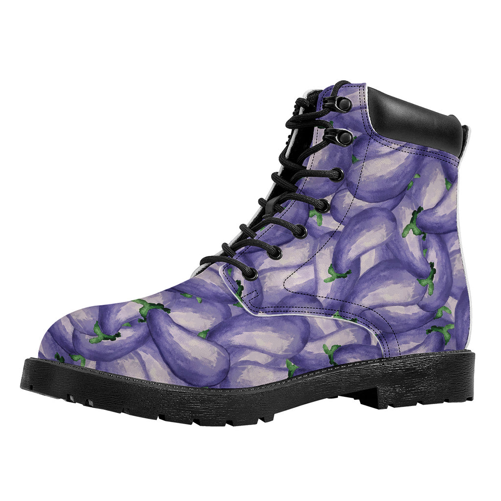 Watercolor Eggplant Print Work Boots