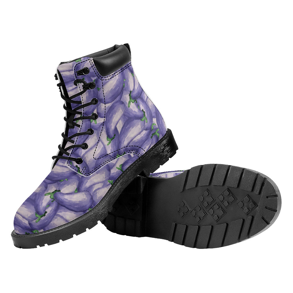 Watercolor Eggplant Print Work Boots