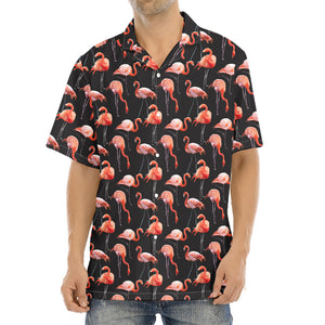 Watercolor Flamingo Pattern Print Aloha Shirt