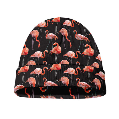 Watercolor Flamingo Pattern Print Beanie