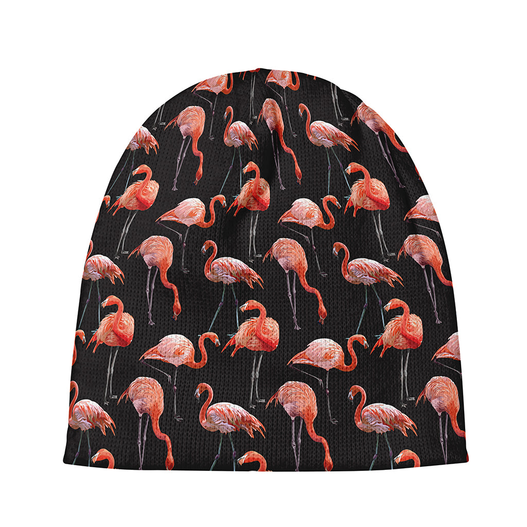 Watercolor Flamingo Pattern Print Beanie