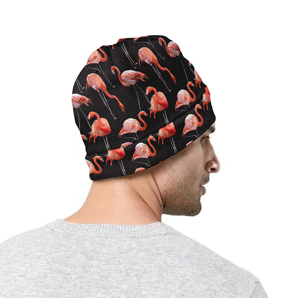 Watercolor Flamingo Pattern Print Beanie