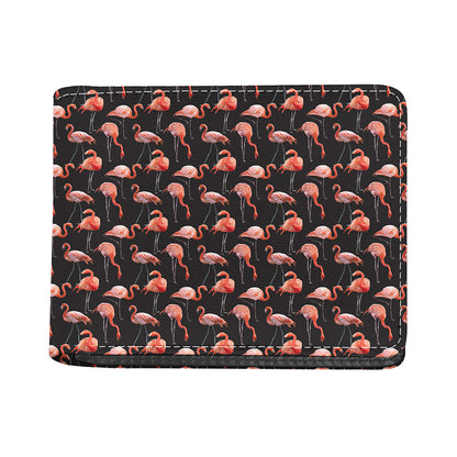 Watercolor Flamingo Pattern Print Bifold Wallet