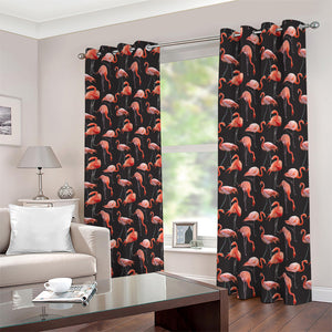 Watercolor Flamingo Pattern Print Blackout Grommet Curtains