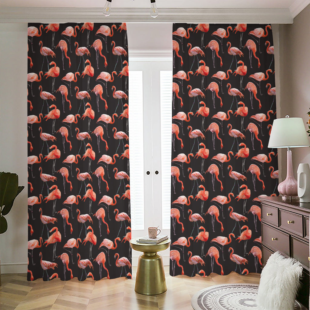 Watercolor Flamingo Pattern Print Blackout Pencil Pleat Curtains