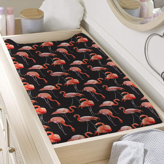 Watercolor Flamingo Pattern Print Changing Pad Cover