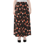 Watercolor Flamingo Pattern Print Chiffon Maxi Skirt