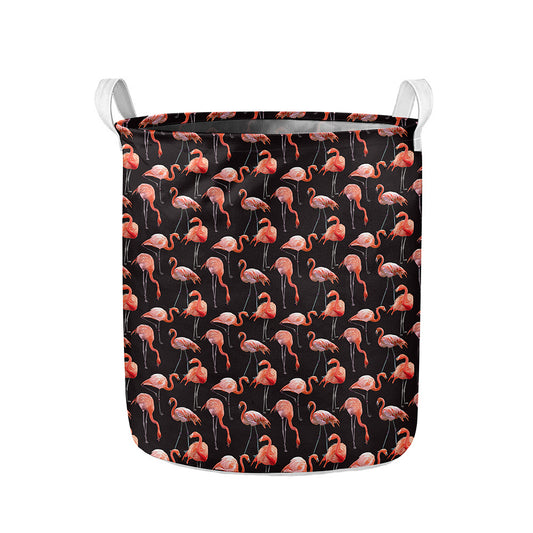 Watercolor Flamingo Pattern Print Collapsible Laundry Basket