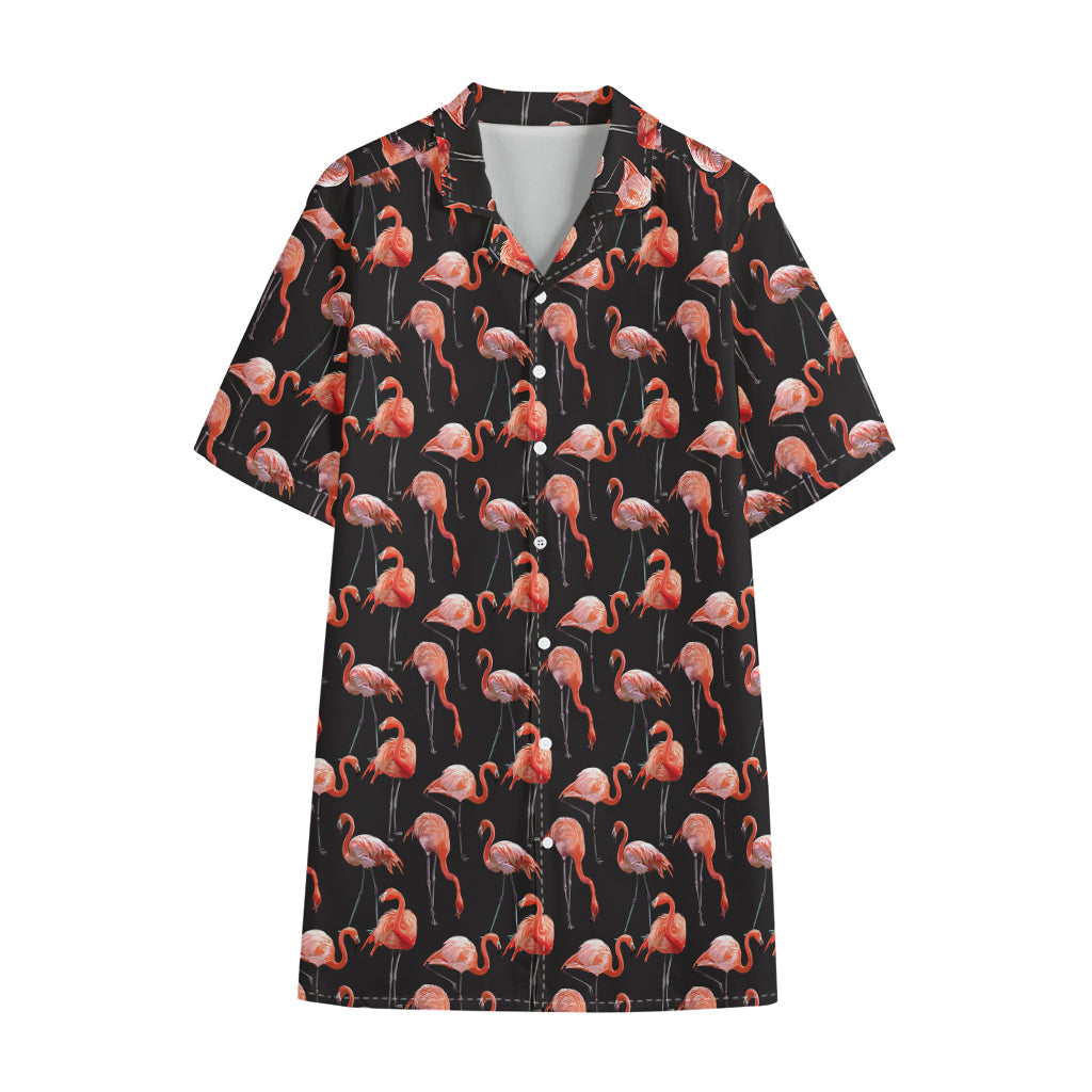 Watercolor Flamingo Pattern Print Cotton Hawaiian Shirt