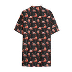 Watercolor Flamingo Pattern Print Cotton Hawaiian Shirt