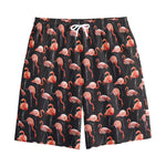 Watercolor Flamingo Pattern Print Cotton Shorts