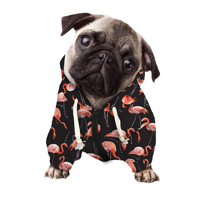 Watercolor Flamingo Pattern Print Dog Zip Up Hoodie