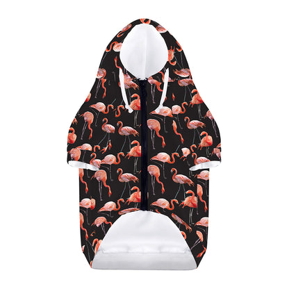 Watercolor Flamingo Pattern Print Dog Zip Up Hoodie