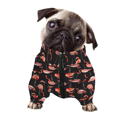 Watercolor Flamingo Pattern Print Dog Zip Up Jacket