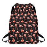 Watercolor Flamingo Pattern Print Drawstring Backpack