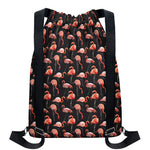 Watercolor Flamingo Pattern Print Drawstring Backpack