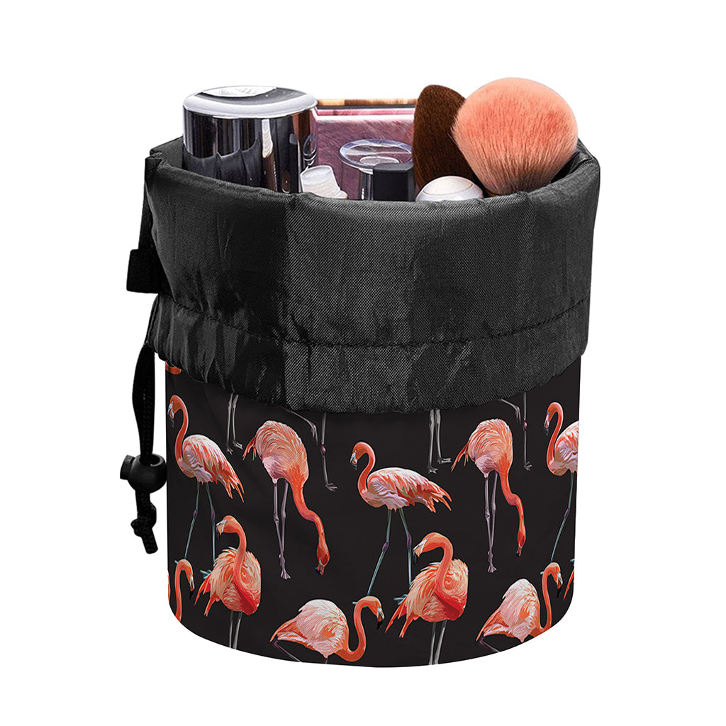 Watercolor Flamingo Pattern Print Drawstring Makeup Bag
