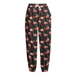 Watercolor Flamingo Pattern Print Fleece Lined Knit Pants