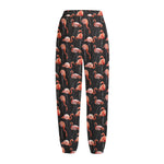 Watercolor Flamingo Pattern Print Fleece Lined Knit Pants