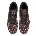 Watercolor Flamingo Pattern Print High Top Leather Sneakers