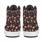 Watercolor Flamingo Pattern Print High Top Leather Sneakers
