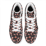 Watercolor Flamingo Pattern Print High Top Leather Sneakers