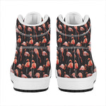 Watercolor Flamingo Pattern Print High Top Leather Sneakers