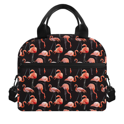 Watercolor Flamingo Pattern Print Insulated Lunch Bag
