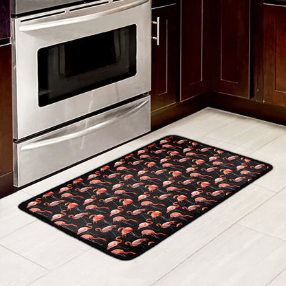 Watercolor Flamingo Pattern Print Kitchen Mat