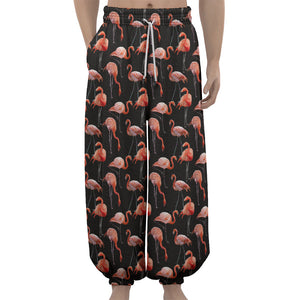 Watercolor Flamingo Pattern Print Lantern Pants