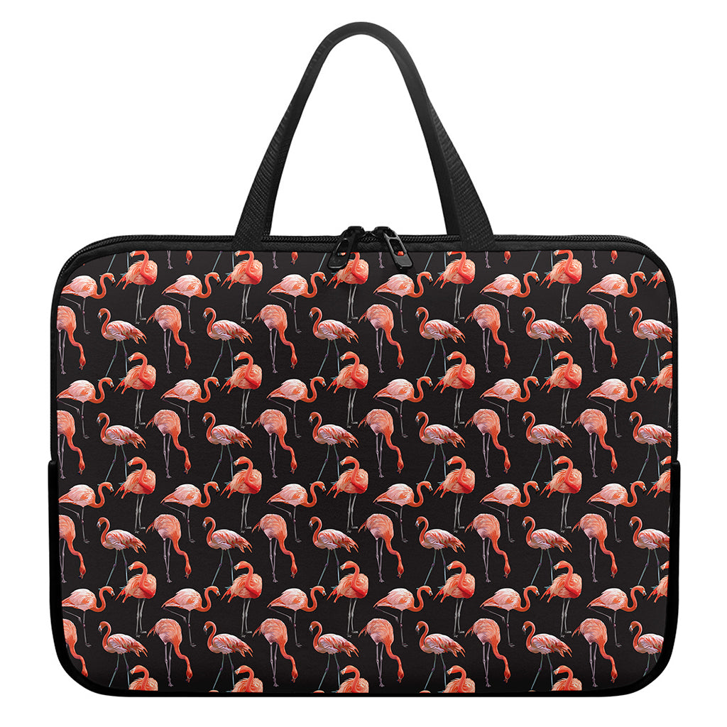 Watercolor Flamingo Pattern Print Laptop Sleeve With Handle