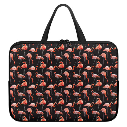Watercolor Flamingo Pattern Print Laptop Sleeve With Handle