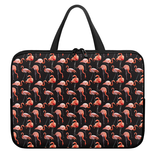 Watercolor Flamingo Pattern Print Laptop Sleeve With Handle