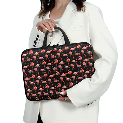 Watercolor Flamingo Pattern Print Laptop Sleeve With Handle