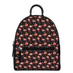 Watercolor Flamingo Pattern Print Leather Backpack