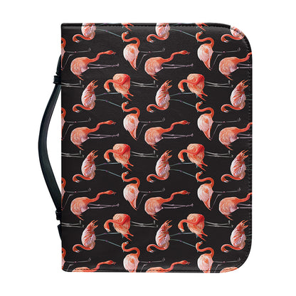 Watercolor Flamingo Pattern Print Leather Bible Cover