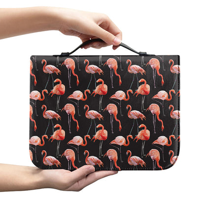 Watercolor Flamingo Pattern Print Leather Bible Cover
