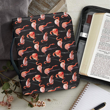 Watercolor Flamingo Pattern Print Leather Bible Cover