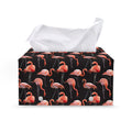 Watercolor Flamingo Pattern Print Leather Tissue Box Cover