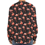 Watercolor Flamingo Pattern Print Long Sleeve Baseball Jersey